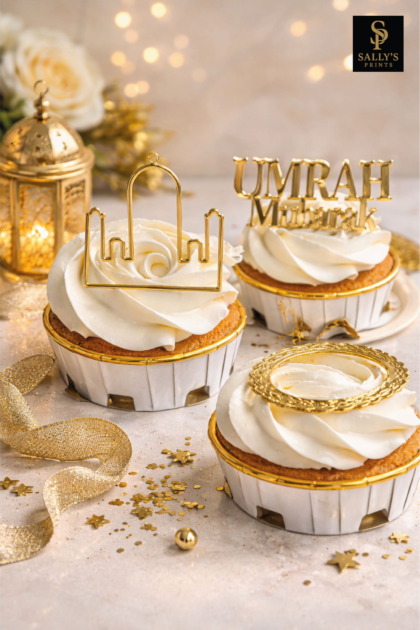 Goldene Muffin Topper Set (9er)