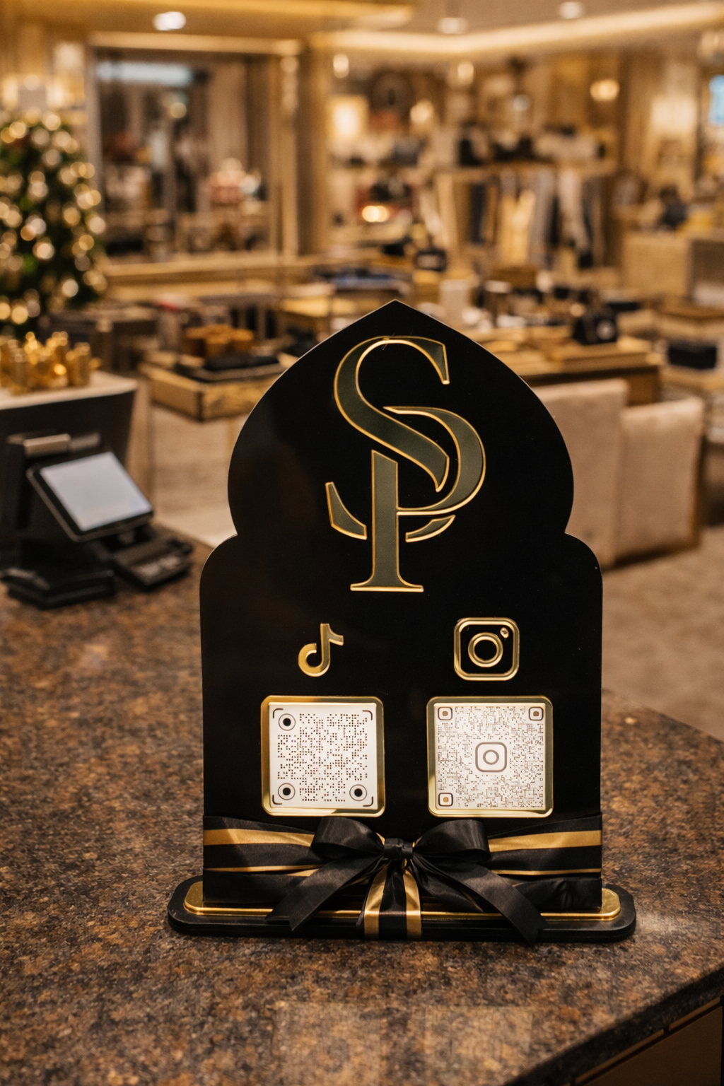 Luxuriöser QR-Code Aufsteller für Unternehmen – Social Media & PayPal Display